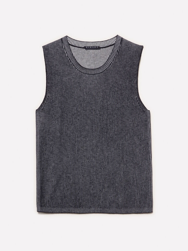 Gray knit vest - women's crew neck sweaters - Gray | Sisley image number 5